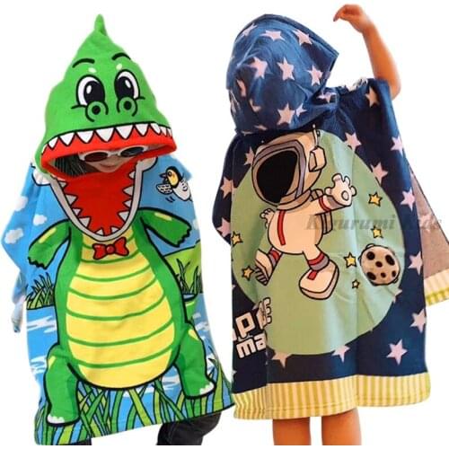 Newborn Baby Bath Towel Robe Kid Cloak Beach Towel Hooded Swim Cape Smock Dinosaur Crocodile Boy Girl Poncho Infant Wrap Blanket