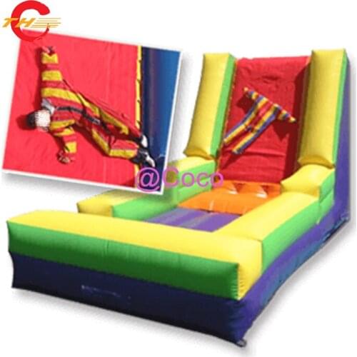 Free air shippping to door,5x3x3.5m/6x3x3.5mH Inflatable wall with suits for play games,jumping inflatable sticky wall sport