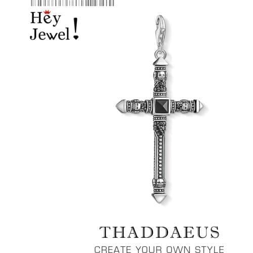 Rivets Skull Cross Charm Hot Selling 925 Sterling Silver Fashion Jewelry For Women Men Fit Europe Rebellion Bracelet & Necklace