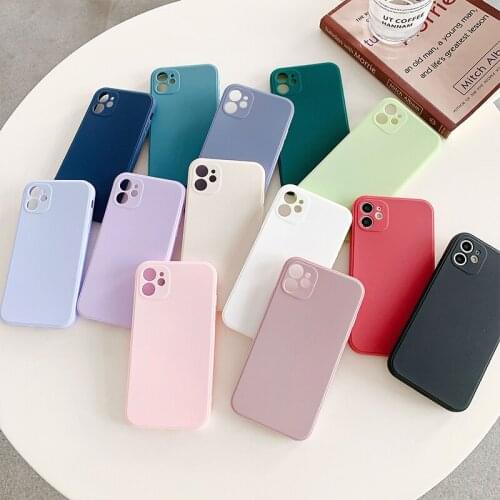 Phone Case For iPhone 12 11 Pro Max 12Mini Pure Color Soft Back Cover For iphone X XR XS Max SE 2020 7 8 Plus Case Shell Coque