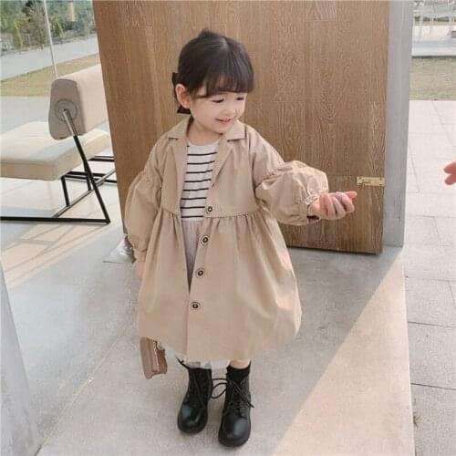 Girls Babys Kids Windbreaker Coat Jacket Outwear 2021 Elegant Spring Autumn Cotton Buttons Cardigan School Childrens Clothing
