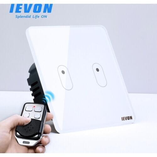 EU Standard Touch Switch, Wall Light Touch Screen Switch, wireless Remote control Wall touch switch , 2 gang white AC130~250V