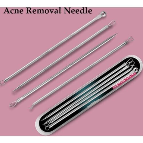 4 pcs/Set Acne Removal Needle Stainless Steel Pimple Blackhead Remover Tool Blemish Face Skin Care Beauty Facial Pore Cleaner