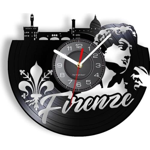 Italian Firenze Cityscape Laser Cut Longplay Wall Clcok City Of Arts Florence Cultural Card Luminous Timepiece Vinyl Disk Crafts