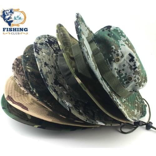Camouflage Tactical Cap Military Boonie Hat US Army Caps Camo Men Outdoor Sports Sun Bucket Cap Fishing Hiking Hunting Hats 60CM