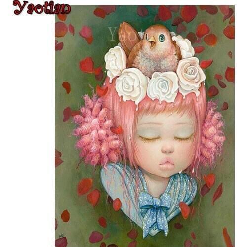 Full Square Diamond Art Kits Cartoon Owl Girl Diamond Painting Embroidery Cross Stitch Full display 5D DIY Mosaic Decortion