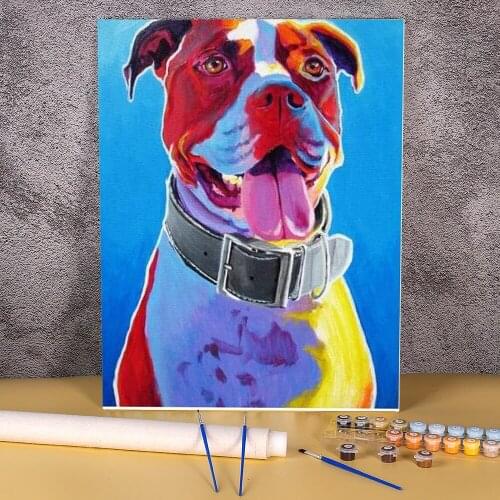 Animal Dog Terrier Painting By Numbers Complete Kit Acrylic Paints 40*50 Oil Painting Wall Paintings Kids Handicraft Drawing