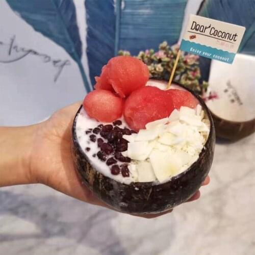 Natural Coconut Bowl Set Protection Wooden Ware Vaisselle Wood Tableware Spoon Set Coco Cuencos Kitchen Environmental Shell