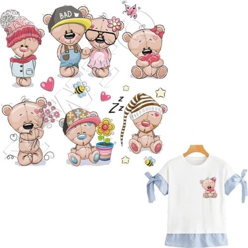 Cute Animal Patches Set DIY Heat Transfer Clothes Stickers Iron-on Patches For Clothes T-shirt Dresses DIY Accessory Washable