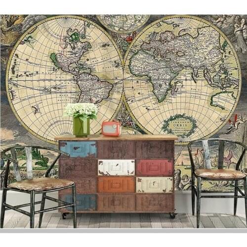 Papel de parede Nautical ancient map retro wallpaper,living room tv wall bedroom wall papers home decor bar mural