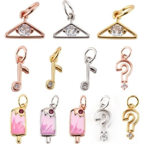 Charm Charms for Jewelry Making Supplies Gold Musical Note Mark Diy Earring Necklace Metal Copper Mosaic CZ Zircon Accessories
