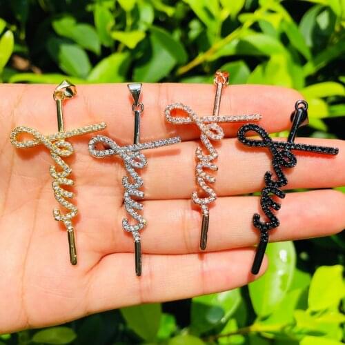 5pcs Jesus Cross Pendant for Women Bracelet Necklace Making Religious Word Charm Handmade Jewelry Accessories Wholesale