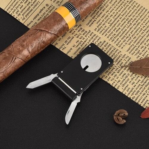 Portable Cigar Cutter Stainless Steel Cigar Scissors Waist-mounted Multi-function Cigar Knife Cigar Tools