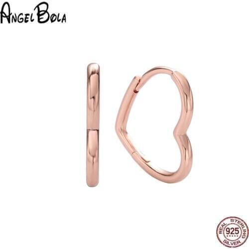 New 925 Sterling Silver Earring Cute Asymmetric Hearts Of Love Earrings For Women Wedding Gift Fashion Gold Jewelry