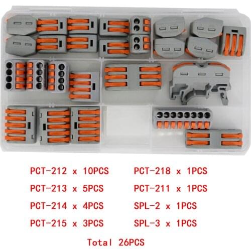 One box of 26PCS PCT212-211 / SPL-2 / SPL-3 quick connection terminal universal soft and hard wire fast junction box high curren