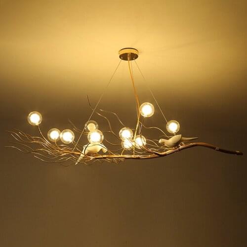 Nordic Creativity Birds Nest Tree Branch Led Pendant Lights Lustre Dining Room Cafe Bar Restaurant Decor Hanging Light Fixture