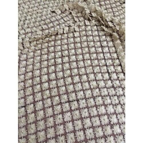 SYJ-5143 Quality Guipure Lace Fabric/ African Cord Lace / Tulle lace fabric With beads for Party