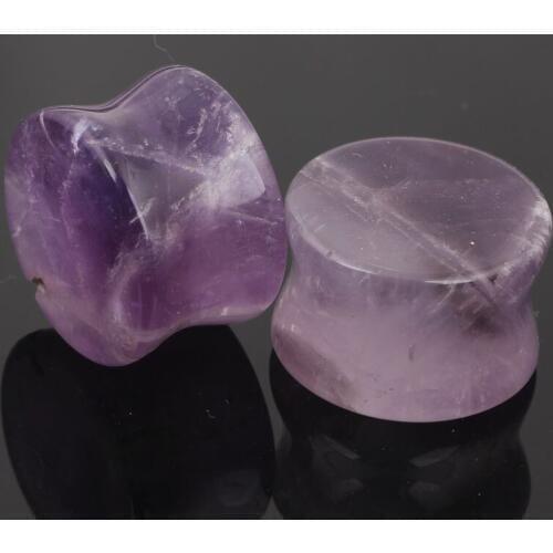 New Natural Purple Semi Precious Stone Ear Tunnel Plug Various Sizes piercing flesh tunnel plugs gauges body jewelry