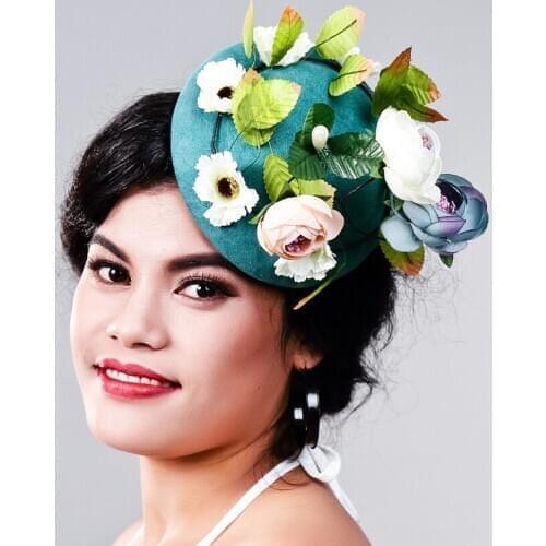 Women Fancy Feather Green Fascinator Headwear Wedding Hats And Fascinators White Net Hair Accessories For Bridal Woman MD16030