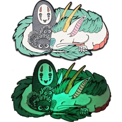 Japanese Anime Luminous Dragon GLOW IN THE DARK Enamel Brooch Pins Badge Lapel Pin Alloy Metal Fashion Jewelry Accessories Gifts