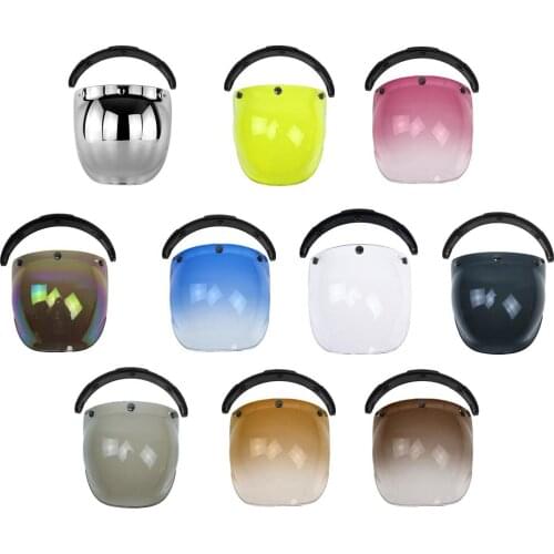 Bubble Wind Shield Visor 3-Snap Motorcycle Helmet Windshield UV400 Protection