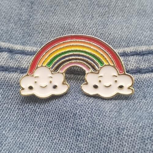 Lovely Rainbow Enamel Brooch Beautiful Womens Pins For Backpacks Vintage Badges Jewelry Gifts Wholesale