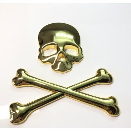 1x 3D Skull Metal Skeleton Crossbones Car Motorcycle Sticker Label Skull Emblem Badge car styling stickers decal accessories