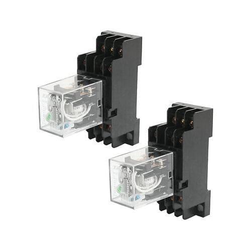 2pcs HH53P 24VDC Motor Control 11Pin 3NO 3NC Power Relay w Base Socket