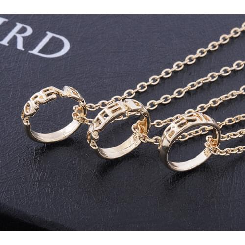 3PCS/SET Chic Best Friend Forever Ring Pendant Necklace Friendship Letters Necklace