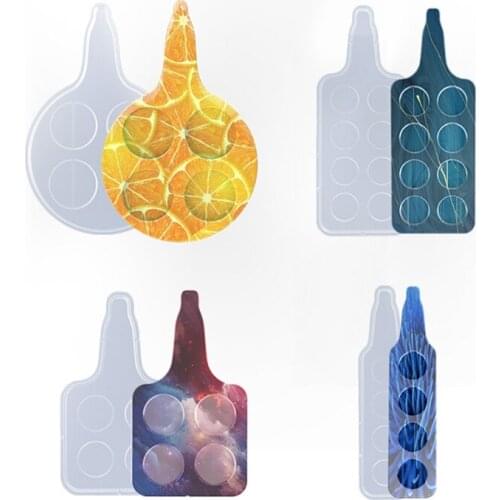 4/8 Holes Glass Serving Tray Epoxy Resin Mold Wine Glass Holder Beer Paddle Serving Board Silicone Mould DIY Crafts Party Home