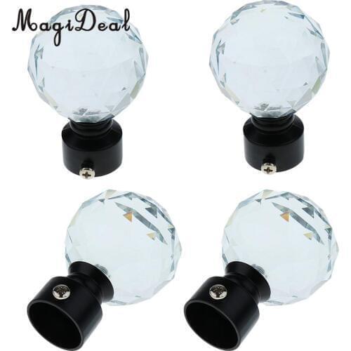 4-Piece Decorative Crystal Window Curtain Pole Rod End Cap Final Head 28mm Dia