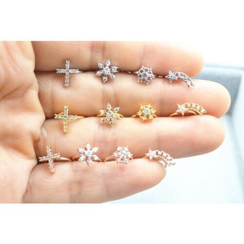 50pcs Body Jewelry Piercing - SHINE CZ Gems 20G Ear Helix Bar Lip Rings Bend Nose Septum Ring Cartilage Ear Diath Rings NEW