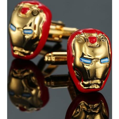 AS179 High quality superhero Cufflinks new fashion jewelry gold iron man Cufflinks mens business shirt suit badge pin gift