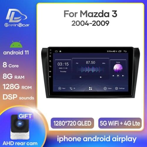 Prelingcar Android 10 For Mazda 3 2003 2014 2009 bk Car Radio Multimedia Video Player GPS Navigation NO DVD 2 Din Octa-Core DSP