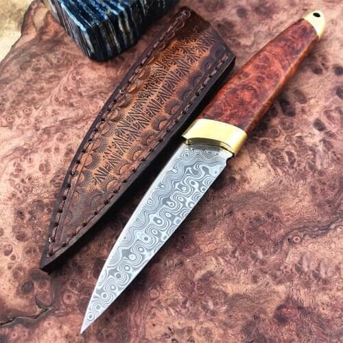 Free shipping High-end sharp Damascus straight knife Collect the hunting knife Outdoor tools wood handle