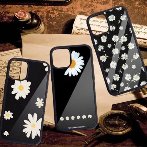 Black White Flower Daisy Phone Case PC for iPhone 11 12 pro XS MAX 8 7 6 6S Plus X 5S SE 2020 XR