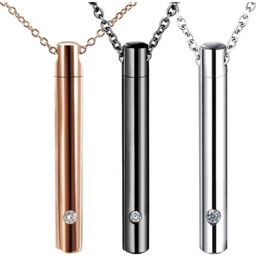 1PC Cylinder Unisex Pendant Essential Oils Stainless Steel Diffuser Perfume Locket Necklace for women