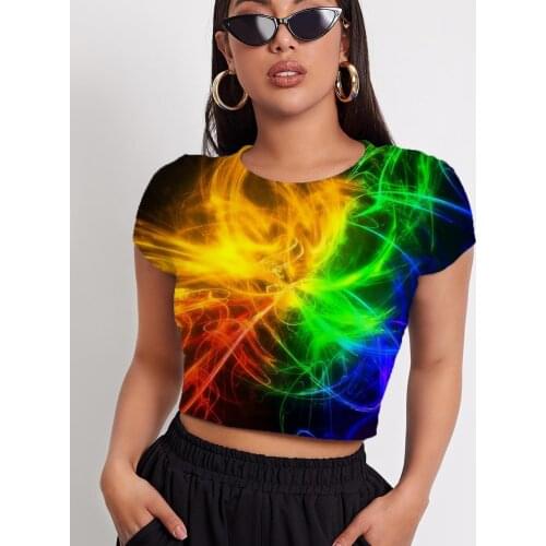 3d Tshirt Rainbow T-shirt Women Colorful Funny T shirts Psychedelic Tshirts Casual Abstract Shirt Print Short Sleeve Summer New