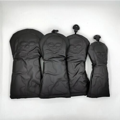 2020 Golf Skull Headcovers Golf Driver Fairway Woods Hybrid Covers 135ut PU Complete Set 2 Colors Mascot Novelty Gift