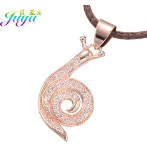 Juya Fashion Necklace Supplies Gold /Rose Gold Micro Pave Zircon Snails Pendant Necklace For Women Girls Jewelry Necklace