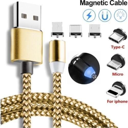1m Magnetic Cable Micro USB Type C Charger For Android Phones Fast Charging Magnet Charge Wire Cord For iPhone11 Pro XS Max