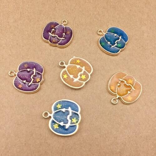 Korean Jewelry Accessories Double-sided Halloween Pumpkin Face Pumpkin Pendant Earrings Necklace Pendant diy material