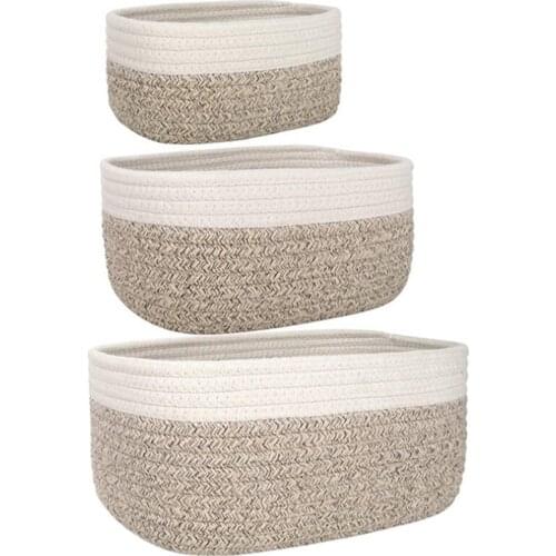 Storage Basket Cotton Rope Basket Woven Basket Multipurpose Organizer Bins for Sundries, 3PCS