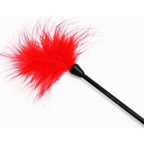 Candiway Red Soft Feather Tickler Foreplay Tease Tool Flirting Wand SM Adult Game Spanking Erotic Tools For Women