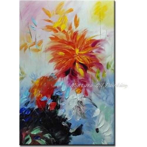 100% Hand-painted Paintbrush Knife Abstract Flower Oil Painting Canvas Wall Art Home Decor Home Decoration Fine Picture HY141217