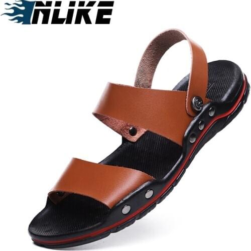 Men Sandals 2019 Summer Leather Fashion Classics Casual Men Slipper Sandals