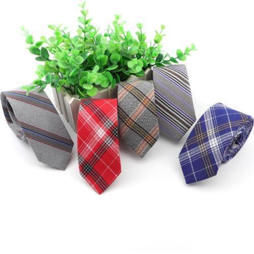 Mens Ties Skinny Red Blue Plaid British Style Tie 6cm Polyester Necktie Accessories Daily Wear Cravat Wedding Party Gift