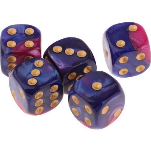 5pcs 6-sided Game Dice Set , Square Corne for Family Travel Play Set Toys