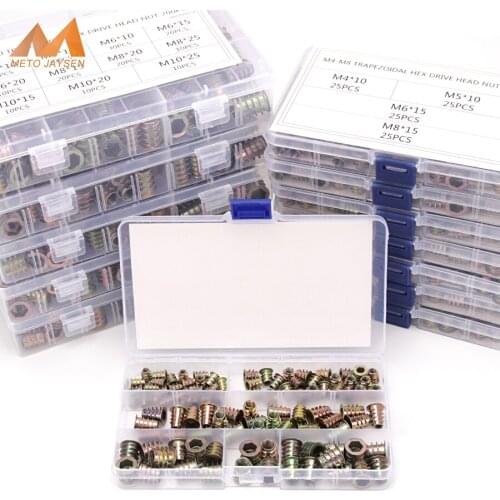 100pcs 150pcs 200pcs Zinc Plated Nuts Assortment Kit Hex Drive Head Zinc-Alloy Nut Set M4 M5 M6 M8 M10 Wood Furniture S36