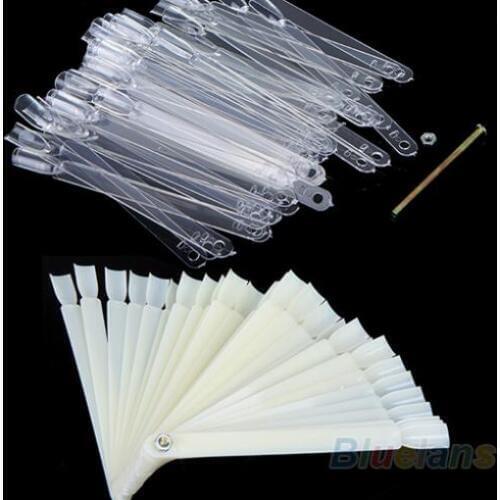 Nail Art Board Tip Stick Sticker Polish Foldable Display Beauty Practice Fan Clear White